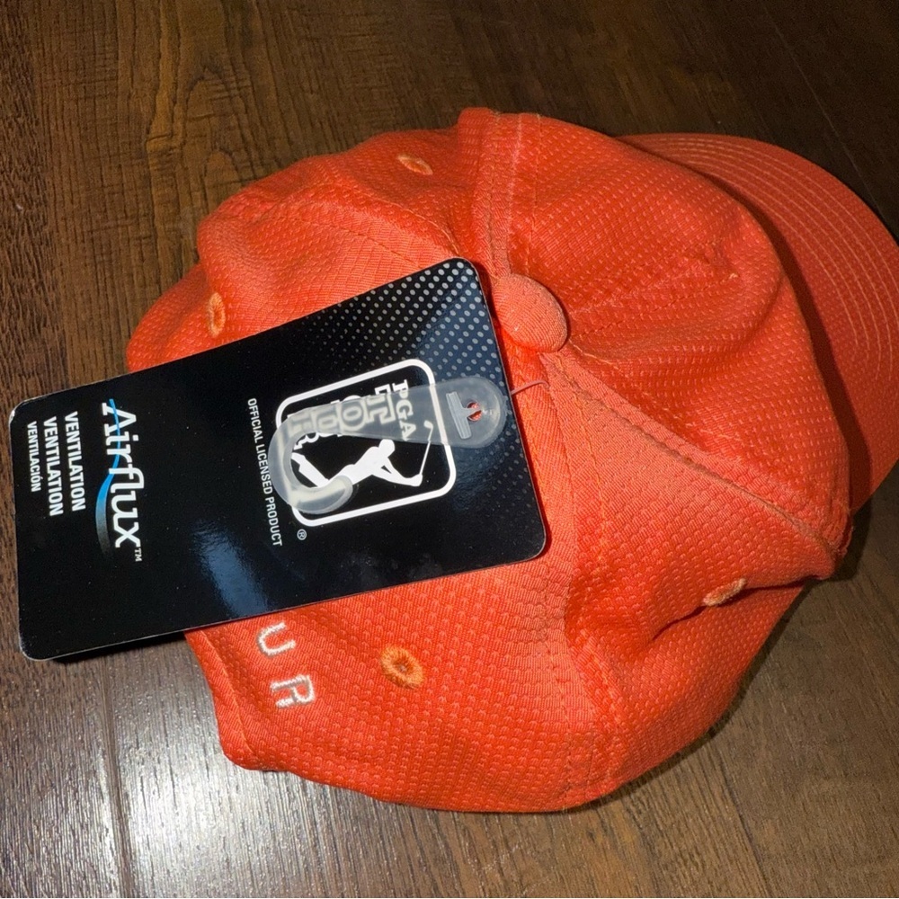 PGA Tour Airflux Neon Orange Golf Hat NWT Adjustable Ventilated - Picture 5 of 5